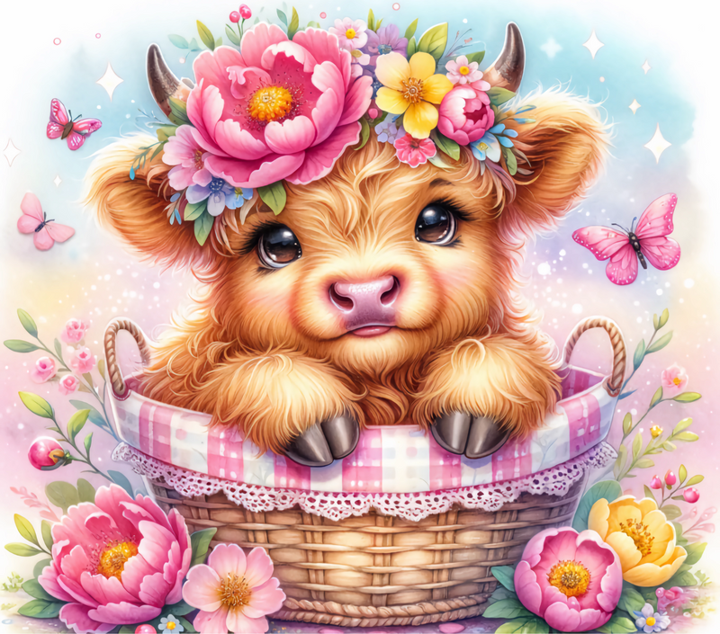 Spring Highlander Cow 20oz Skinny Tumbler Printed Paper