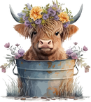 DTF Transfer Sheet -Floral Highlander Cow