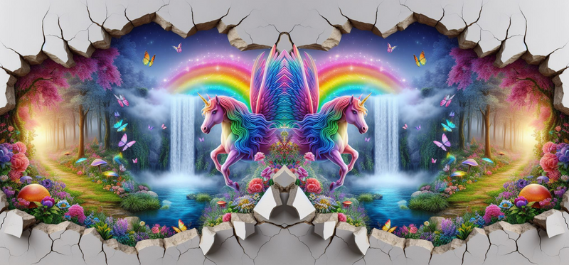 3D Rainbow Unicorn Printed Sublimation Paper for 11oz mug.