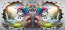 3D Magical Waterfall Unicorn Printed Sublimation Paper for 11oz mug.