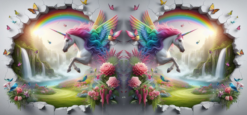 3D Magical Waterfall Unicorn Printed Sublimation Paper for 11oz mug.