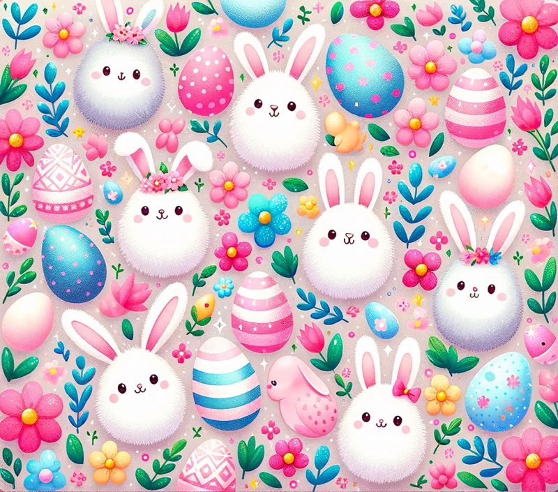 Cute Bunny Easter Eggs 20oz Skinny Tumbler Printed Paper