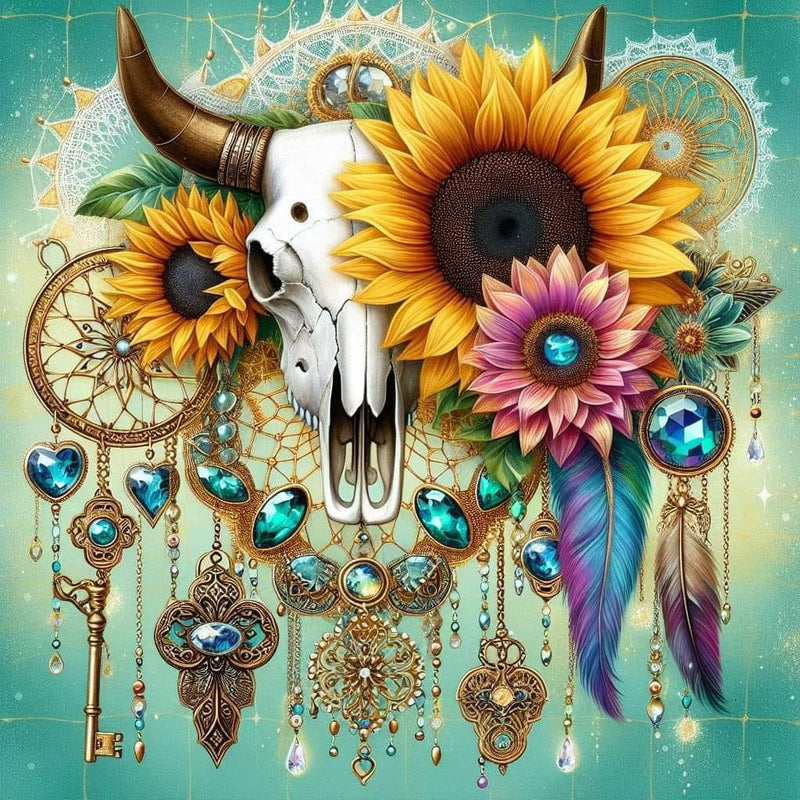 Dream Catcher Cow Skull 20oz Skinny Tumbler Printed Paper