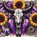 Purple Sunflower Cow Skull 20oz Skinny Tumbler Printed Paper