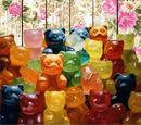 Jelly Bears with background 20oz Skinny Tumbler Printed Paper