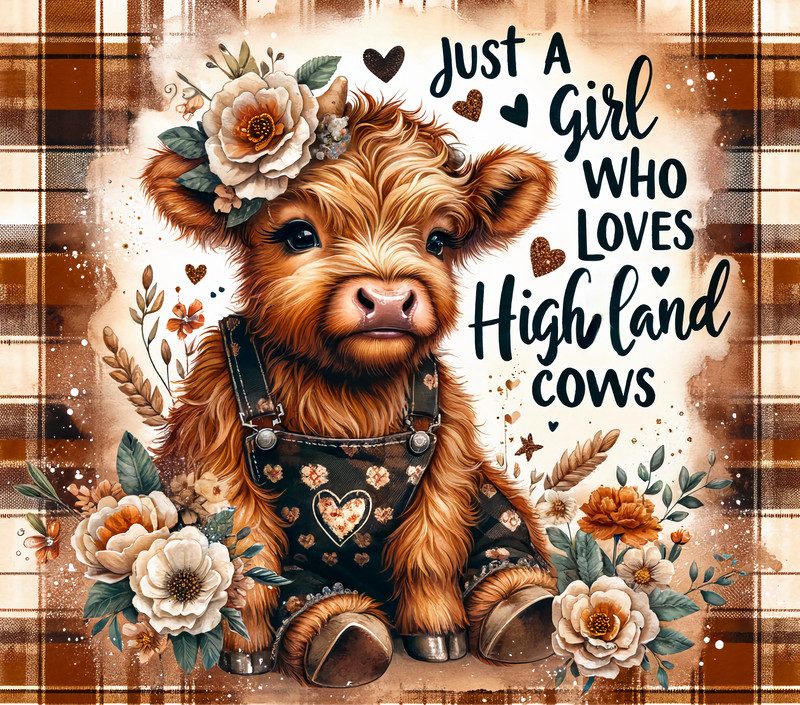 Just a Girl that loves Highlander Cows 20oz Skinny Tumbler Printed Paper