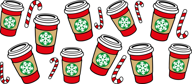 Christmas Coffee Cup 16oz Libbey Glass Can Sublimation Print