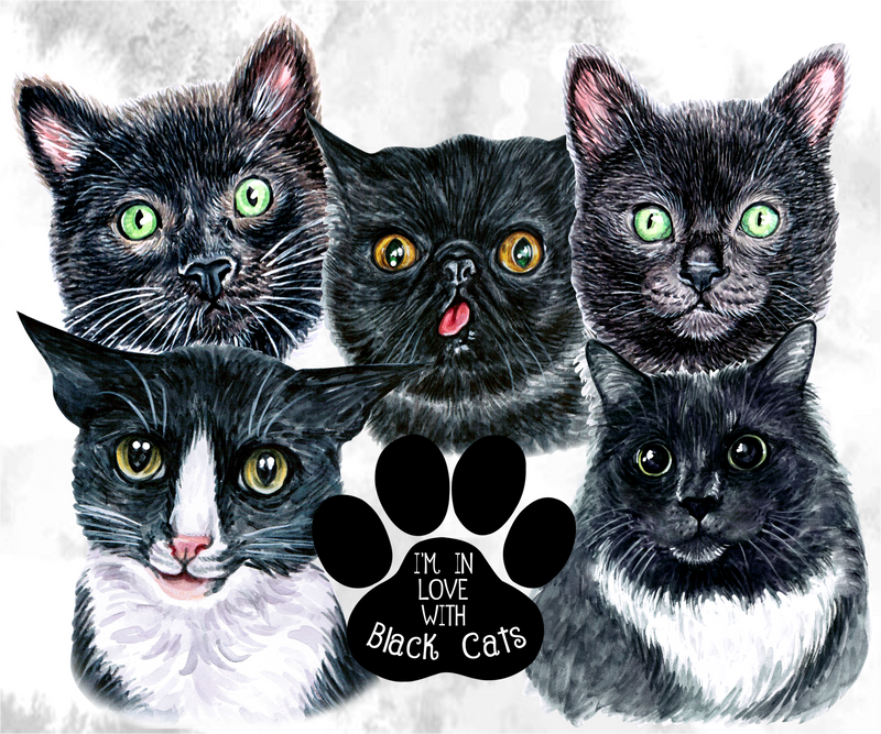 Love Black Cat 20oz Skinny Tumbler Printed Paper
