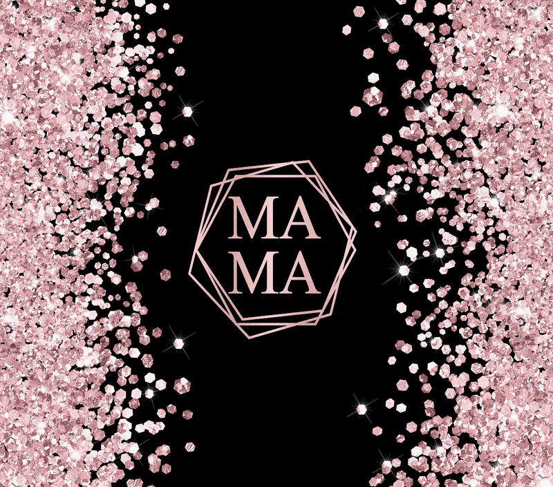 20oz Skinny Tumbler Printed Paper - MAMA Pink Black Glitter