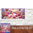 Sublimation Mug Print with Coaster Print - Floral Pig