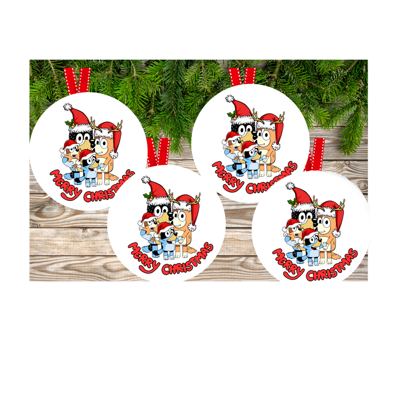 Dog family Christmas Hanging Ornament Sublimation Print