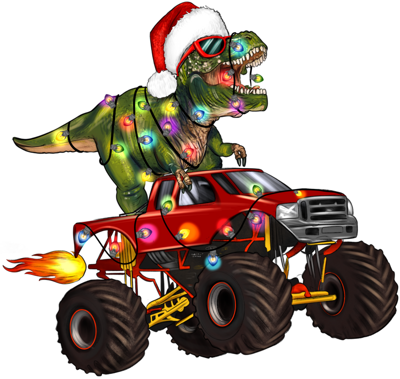 DTF Transfer Sheet - Monster Truck Christmas Kids