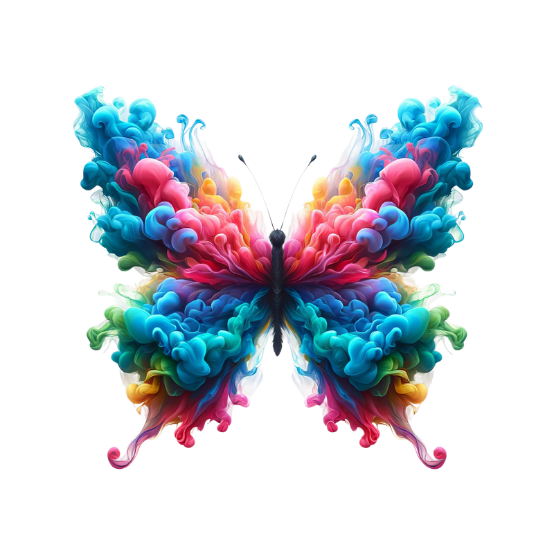 DTF Transfer Sheet - Rainbow Smoke butterfly