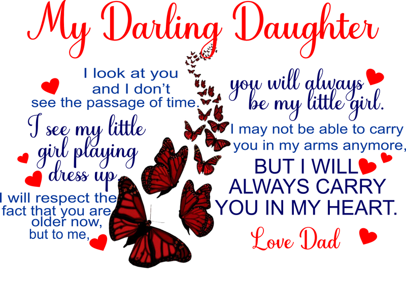 My Darling Daughter DTF Cushion Print.