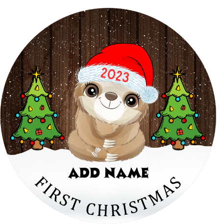 First Christmas Baby Animals Personalized Christmas Hanging Ornament Sublimation Prints