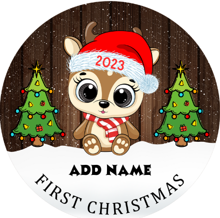 First Christmas Baby Animals Personalized Christmas Hanging Ornament Sublimation Prints