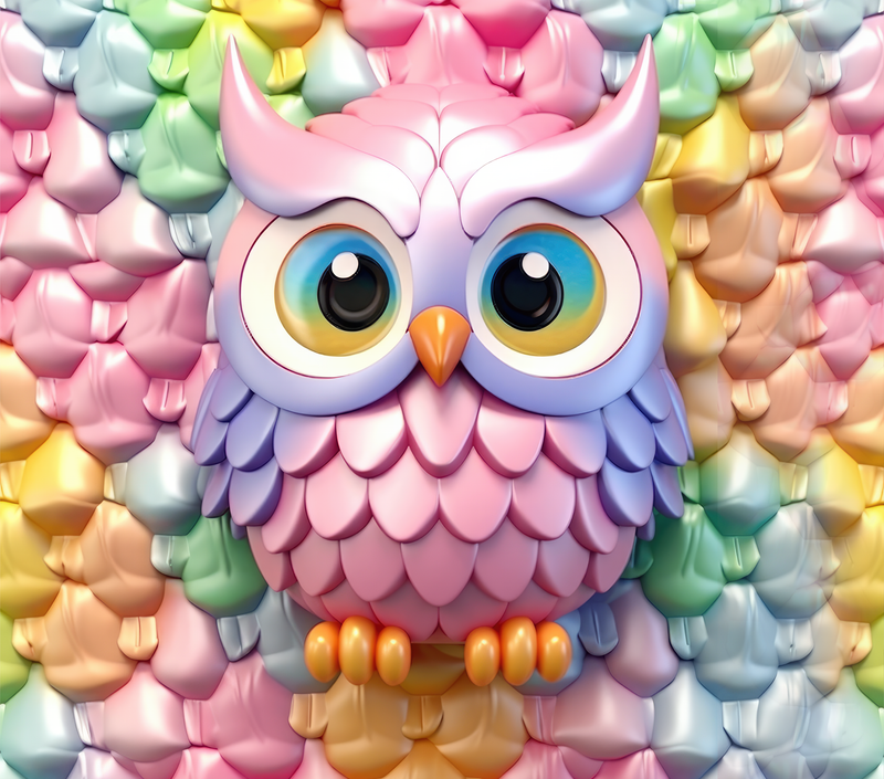 3D Cute pastel owl 20oz Skinny Tumbler Printed Paper