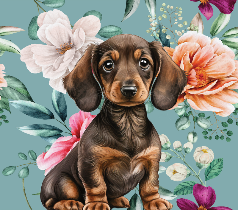 Floral Dachshund 20oz Skinny Tumbler Printed Paper