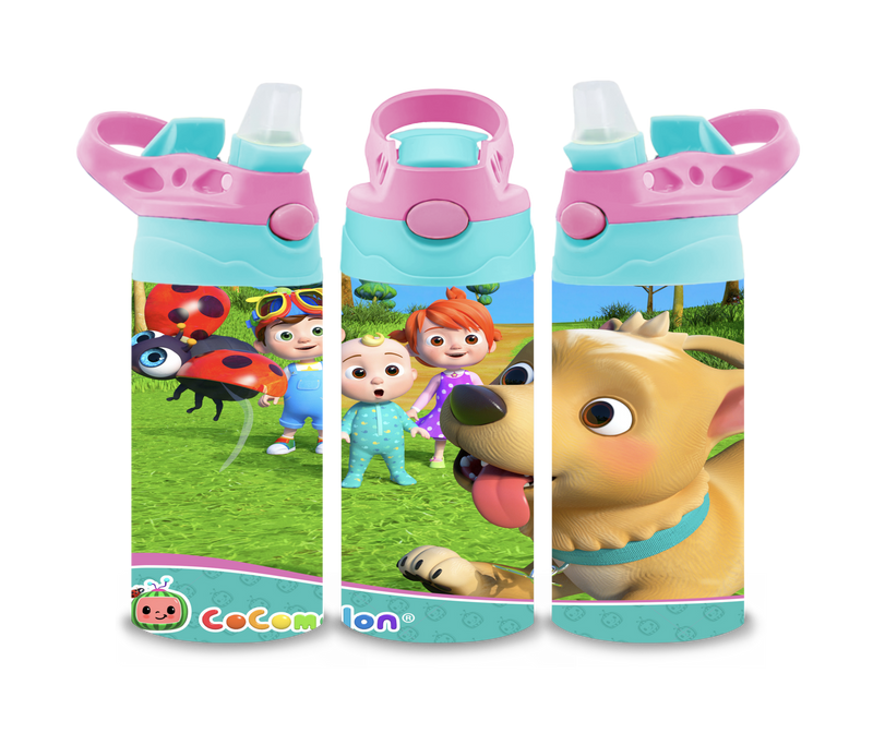 12oz Sublimation Flip Top Water Bottle Print - Coco
