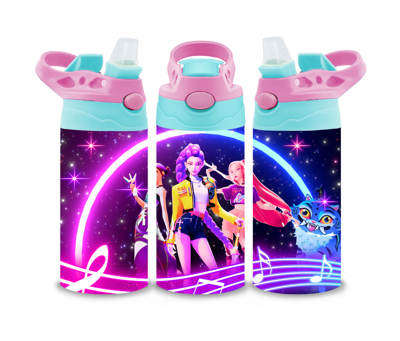 12oz Sublimation Flip Top Water Bottle Print - K-Pop