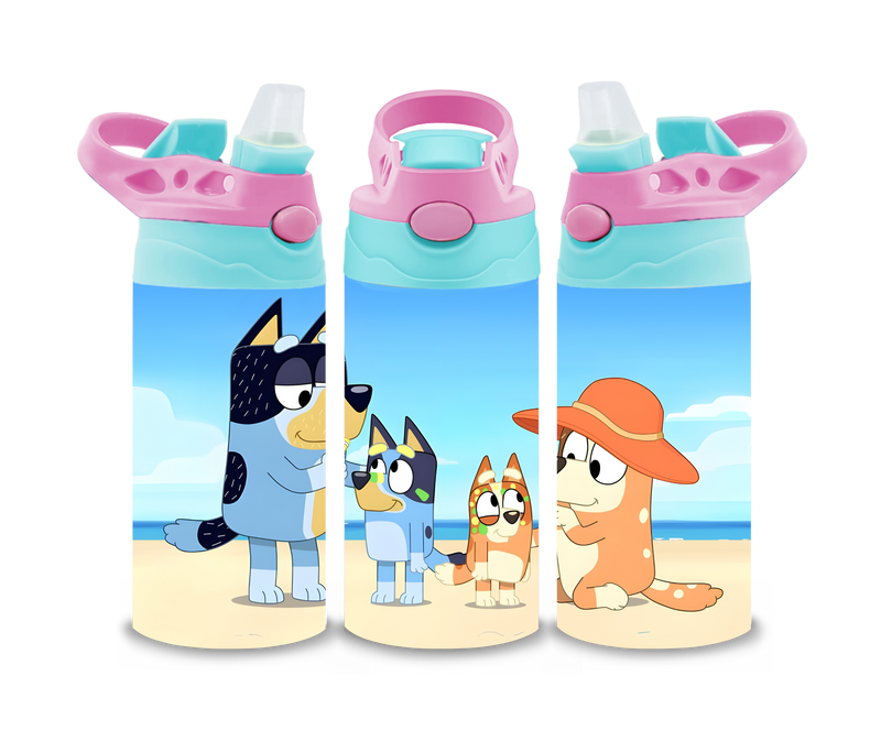 12oz Sublimation Flip Top Water Bottle Print - Family Dog