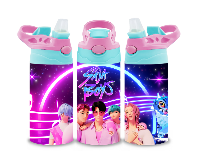 12oz Sublimation Flip Top Water Bottle Print - K-Pop