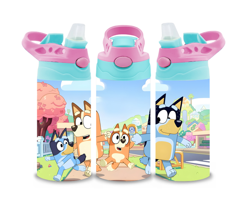 12oz Sublimation Flip Top Water Bottle Print - Family Dog