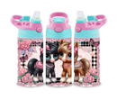 12oz Sublimation Flip Top Water Bottle Print - Country Lace Horse
