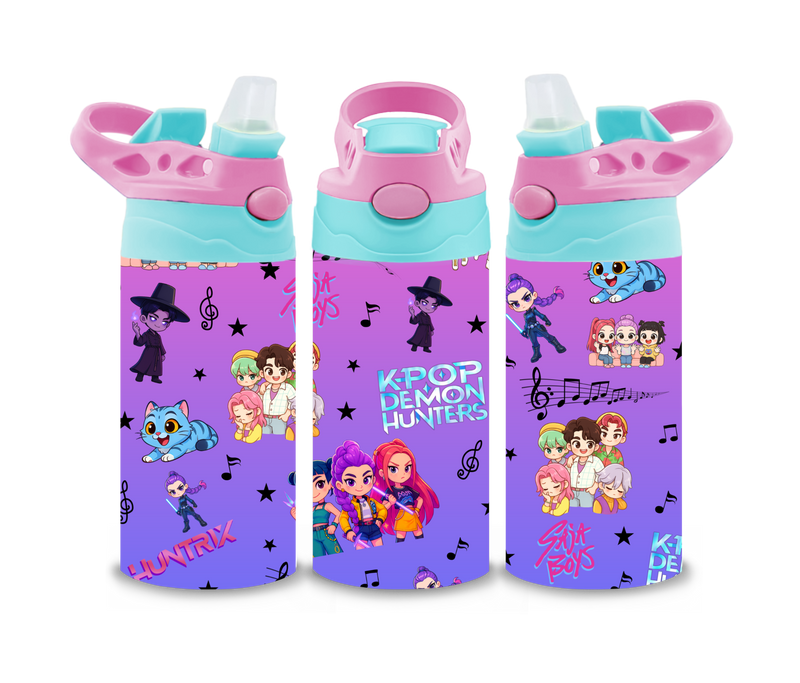12oz Sublimation Flip Top Water Bottle Print - K-Pop