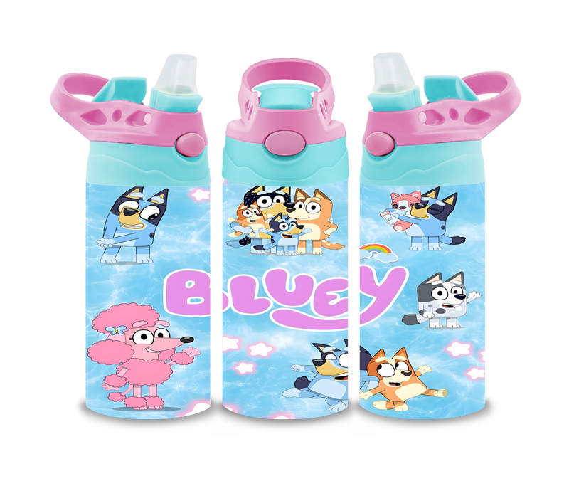 12oz Sublimation Flip Top Water Bottle Print - Family Dog