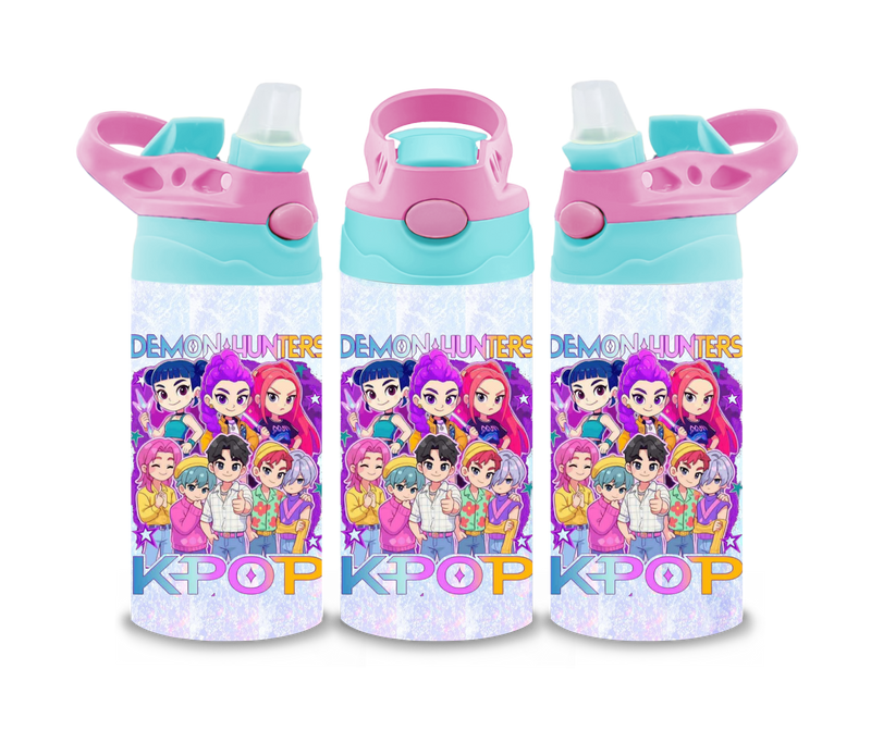 12oz Sublimation Flip Top Water Bottle Print - K-Pop