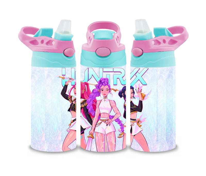 12oz Sublimation Flip Top Water Bottle Print - K-Pop