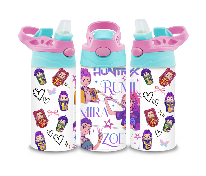 12oz Sublimation Flip Top Water Bottle Print - K-Pop