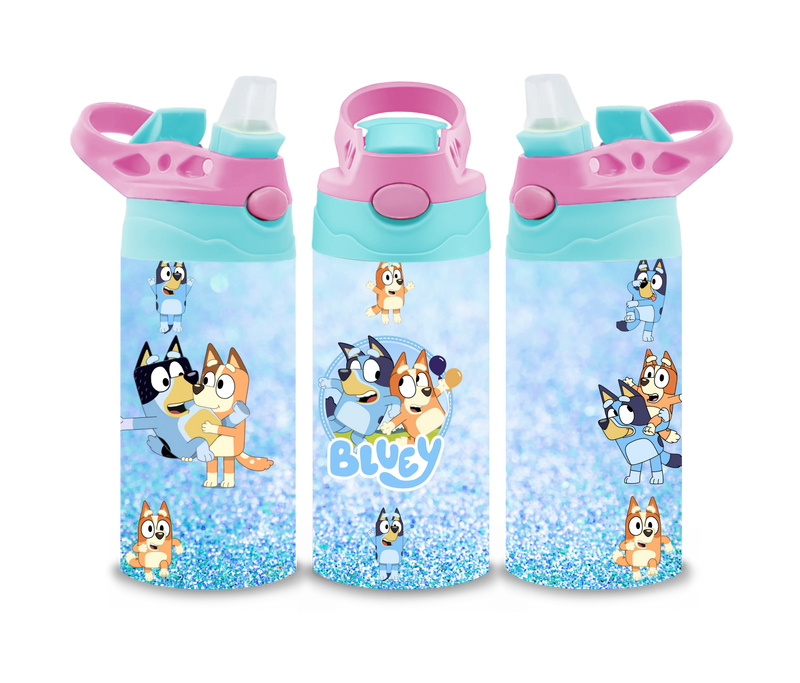 12oz Sublimation Flip Top Water Bottle Print - Family Dog
