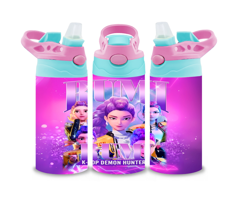 12oz Sublimation Flip Top Water Bottle Print - K-Pop