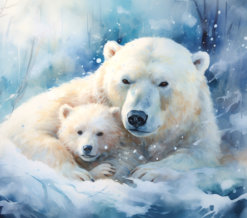 Polar Bear Cuddles 20oz Skinny Tumbler Printed Paper