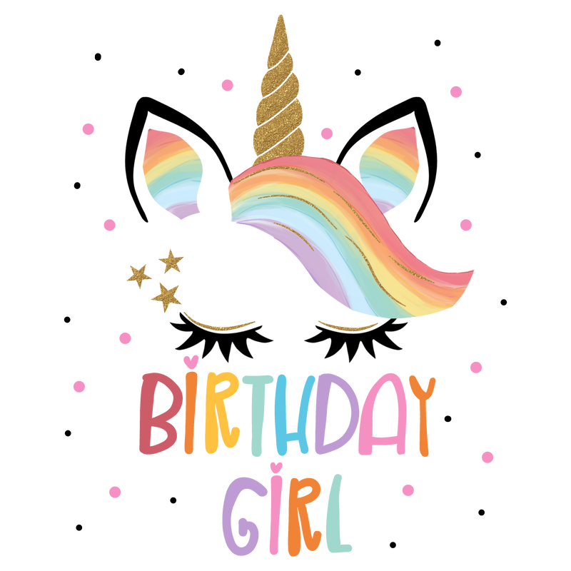 DTF Transfer Sheet - Unicorn Birthday