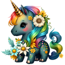 DTF Transfer Sheet - Floral Rainbow Unicorn