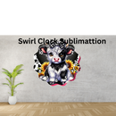 Swirl Clock Sublimation Print - Cow