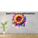 Swirl Clock Sublimation Print - Sunflower