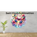 Swirl Clock Sublimation Print - Pastel Butterfly