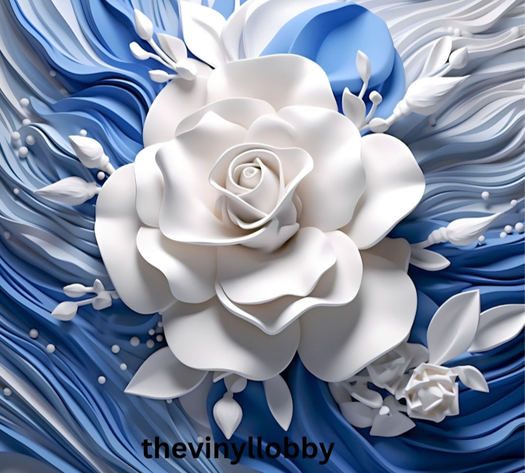 3d blue flower landscape 20oz skinny tumbler printed paper