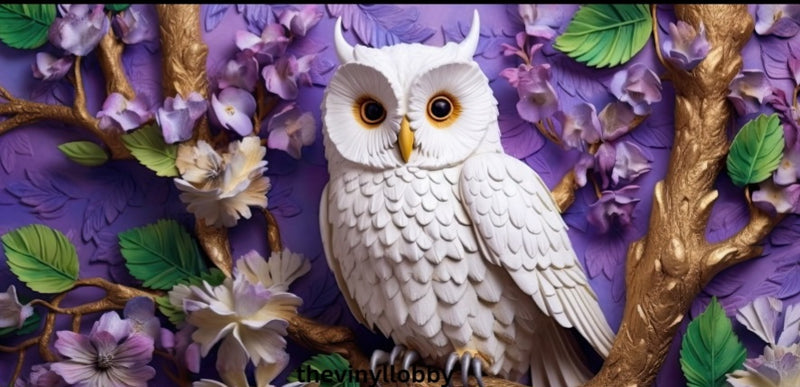 3D Lilac Background Owl printed Sublimation Paper for 11oz mug