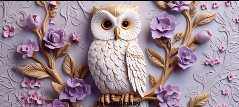 3D Lilac Background Owl printed Sublimation Paper for 11oz mug