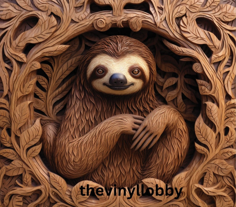 3D Wooden Sloth 20oz Skinny Tumbler Printed Paper