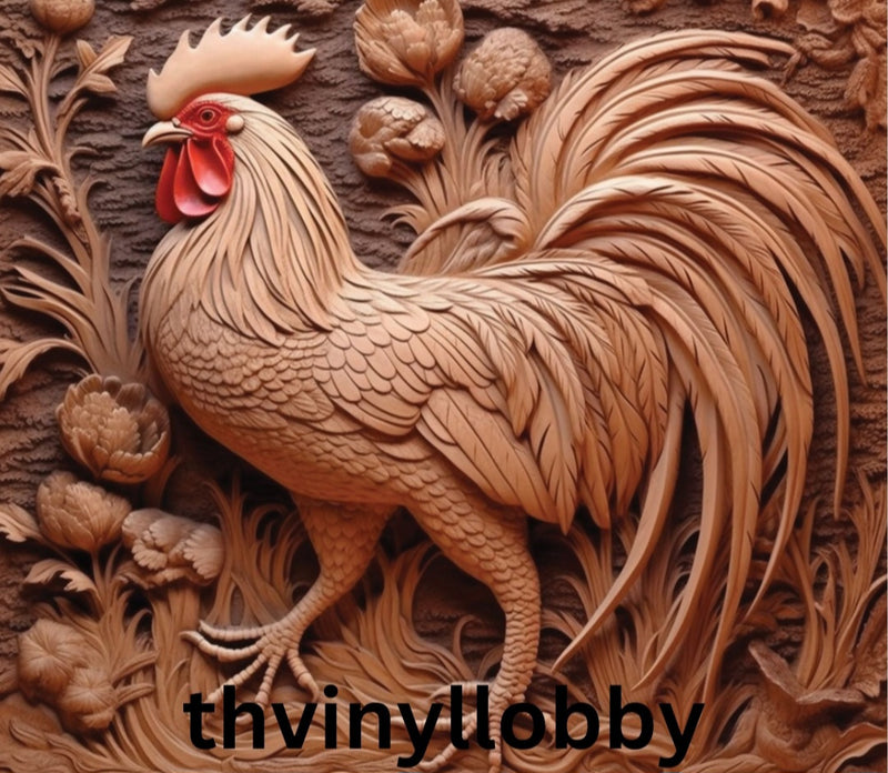3D Wooden Rooster 20oz Skinny Tumbler Printed Paper