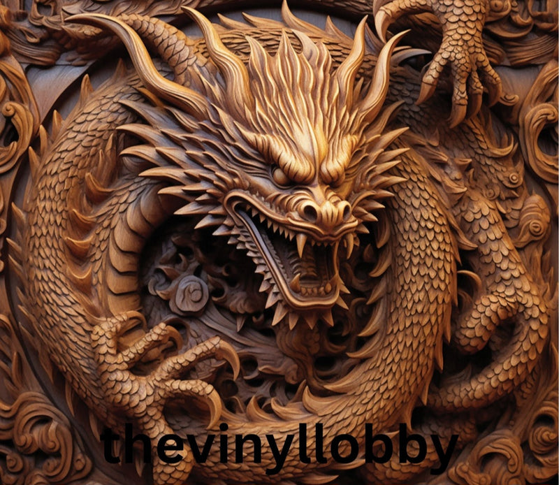 3D Wooden Dragon 20oz Skinny Tumbler Printed Paper