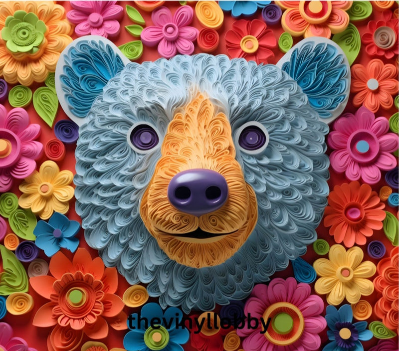 3D Colourful Bears 20oz Skinny Tumbler Printed Paper