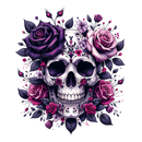 DTF Transfer Sheet - Blue Floral Skull