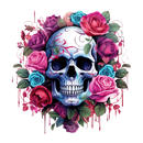 DTF Transfer Sheet - Pink Floral Skull